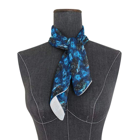 Wobogo Square Scarf In Lightweight Polyester Silk-Feel Neck Scarf for Women Fashion Head Hair Wrap Bandana Dark Blue Monster Truck Print
