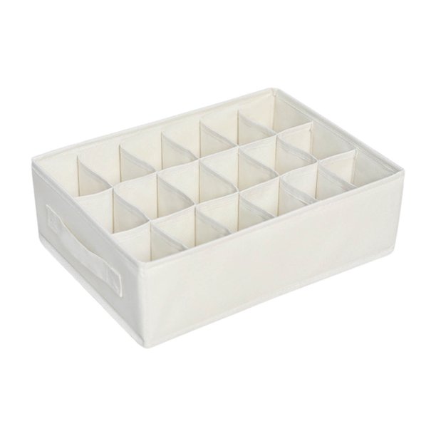 Organizador de caja de almacenamiento Divisor de cajón de tela plegable | Partición flexible de 18 compartimentos | Porta ropa interior para calcetines cosméticos de joyería | Diseño duradero que