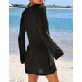 thumbnail image 5 of Swimsuit Cover Up for Women Sexy Metal Ring Hollow V-Neck Long Sleeve Beach Cover Up Mesh Crochet Bathing Suit Cover Ups Shermie, 5 of 6
