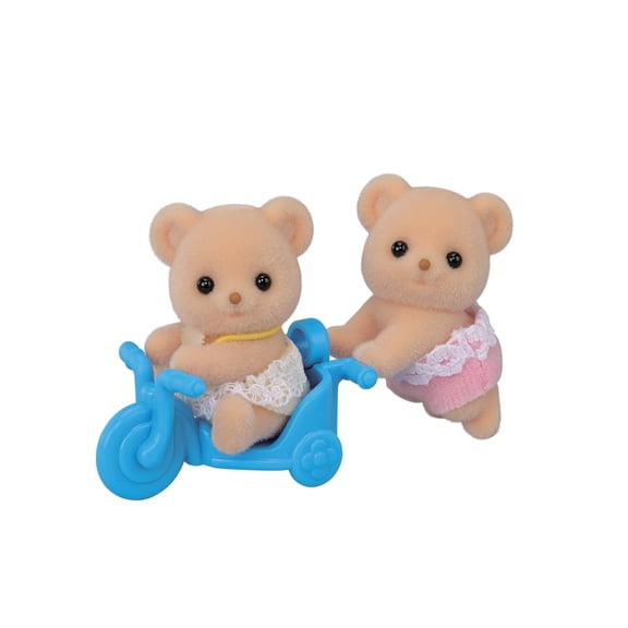 Calico Critters Biscuit Bear Twins, Set of 2 Collectible Doll Figures with Pushcart Accessory