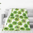 thumbnail image 4 of Cauagu Green Kiwi Pattern Flannel Bed Blankets,Fleece Blanket Comfortable Air Conditioning Blanket for Sofa Bed Travel Couch & Living Room -40"x30", 4 of 8