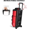 thumbnail image 3 of WOLT 3 Ball Bowling Ball Bags Double Roller Bag with Wheels Separate Shoe Compartment Retractable Handle Extends to 38’’ Red, 3 of 7