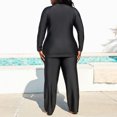 thumbnail image 5 of Odeerbi Plus Size Modest Muslim Swimwear for Women Full Coverage Burkini Swimsuit Long Sleeve Top Swim Pants Set ​Bathing Suit New Fashion Casual Split Beachwear Black, 5 of 9