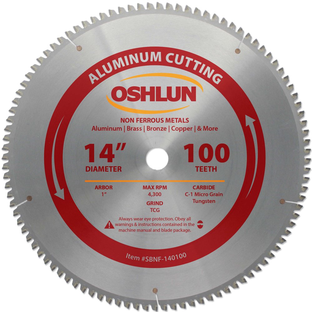 Oshlun SBNF140100 14Inch 100 Tooth TCG Saw Blade with 1Inch Arbor
