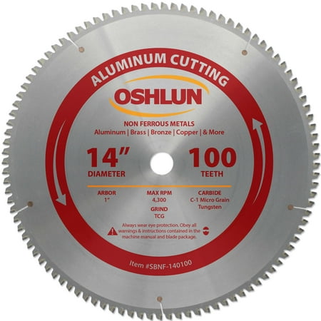 14 Inch Curved Blade - Oshlun SBNF-140100 14-Inch 100 Tooth TCG Saw Blade with 1-Inch Arbor for Aluminum and Non Ferrous Metals