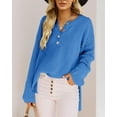thumbnail image 2 of HSHDLDF Women's Oversized Sweaters Batwing Long Sleeve Loose V Neck Button Henley Tops Pullover Knit Jumper, 2 of 5