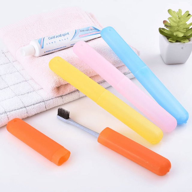 Estuche portátil para cepillos de dientes de viaje, funda para cepillos de dientes, tubo de cepillo de dientes transpirable, caja protectora para vasos de cepillos de dientes