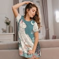 thumbnail image 3 of Disketp Celestial Cat And Flowers para Camisón Corto de Manga Corta para Mujeres, Camisón Cómodo con Escote Redondo, Bonito y Confortable, 3 of 6