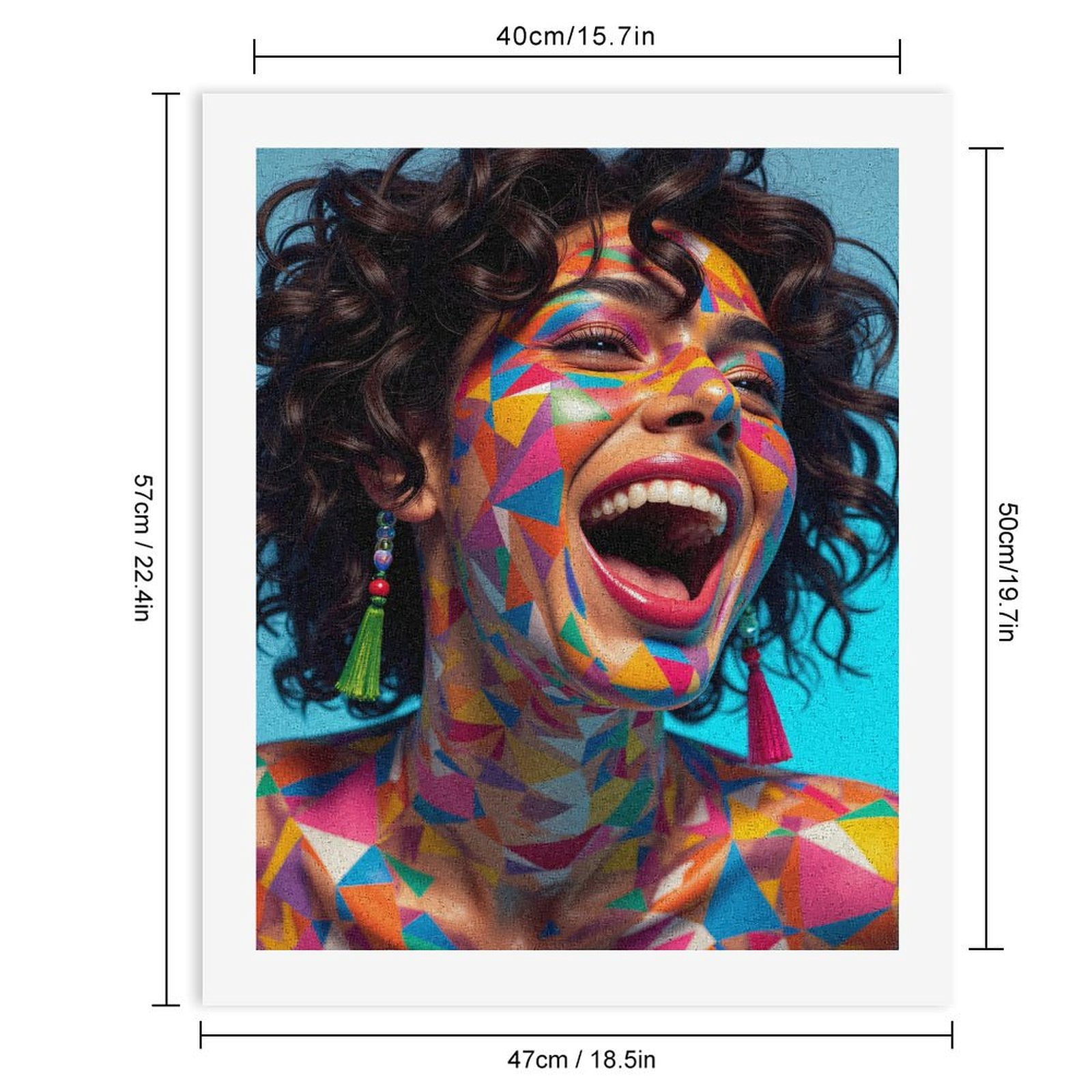 Paint By Numbers Kit for Adults Beginner - DIY Colorful Geometric Face Art Laughter Canvas Painting Kits for Adults, Frameless Paint By Number for Adults for Home Wall Decor 16x20 Inch