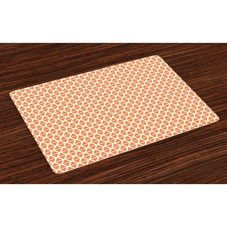 Orange Placemats Set of 4 Groovy Soft Toned Vintage Stylized Geometric Triangles Skewed Squares Tile, Washable Fabric Place Mats for Dining Room Kitchen Table Decor,Pale Orange Ivory, by (Best Placemats For Square Table)