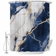 thumbnail image 2 of Marble Navy Blue Waterproof Fabric Shower Curtain,Abstract Gold White Brick Stone Motif Waterproof Fabric Shower Curtain for Bathroom Curtains Bathtubs Shower Curtains with 12 Hooks Stall 48x72in, 2 of 8