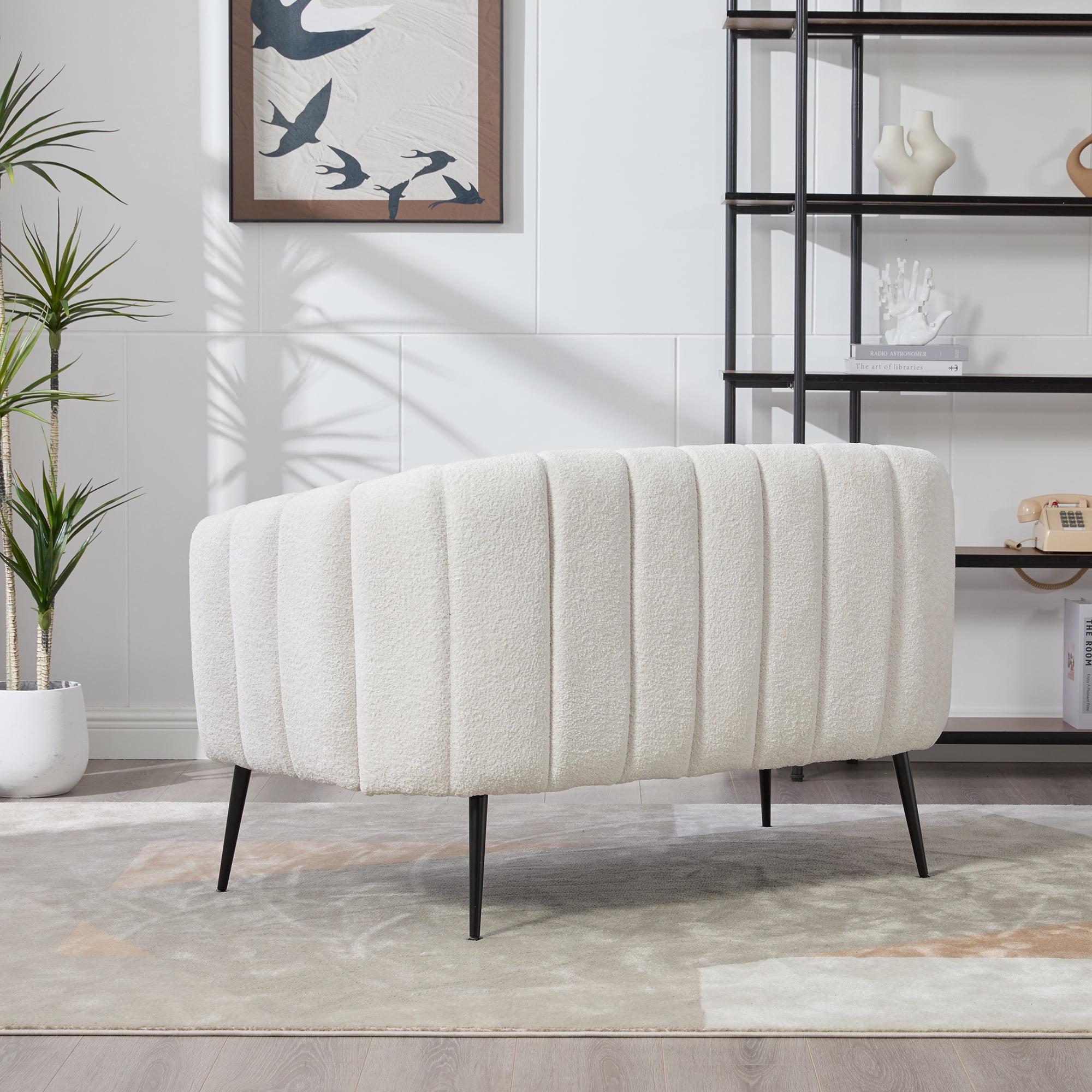 Small Loveseat, 50.2" Wide Upholstered Chenille Accent Couch, Modern Glam Tufted 2-Seater Sofa for Small Spaces, Studio Apartment, Dorm, Office, Living Room, Bedroom, with Metal Legs, Ivory