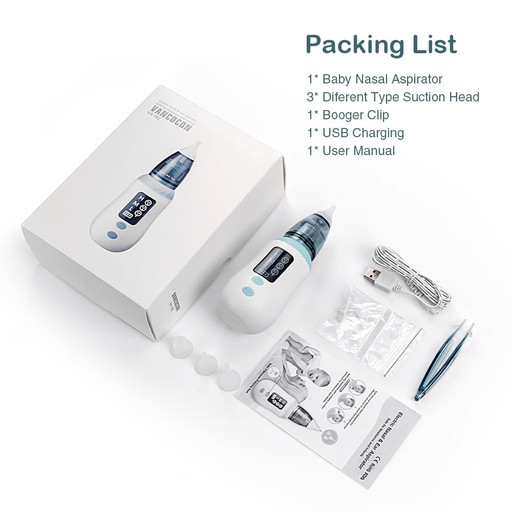 Aparatoo Nasal Aspirator Baby, Electric Nose Suckers, 4 Silicone Tips and 3 Suction Levels, Rechargeable Baby Nasal Aspirator, Anti-Backflow Snot Sucker for Newborns, Toddlers