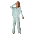 thumbnail image 2 of Richie House Pajamas Women Long Sleeve PJ Set Collar Button-Down Sweat Sleepwear RHW4025, 2 of 7