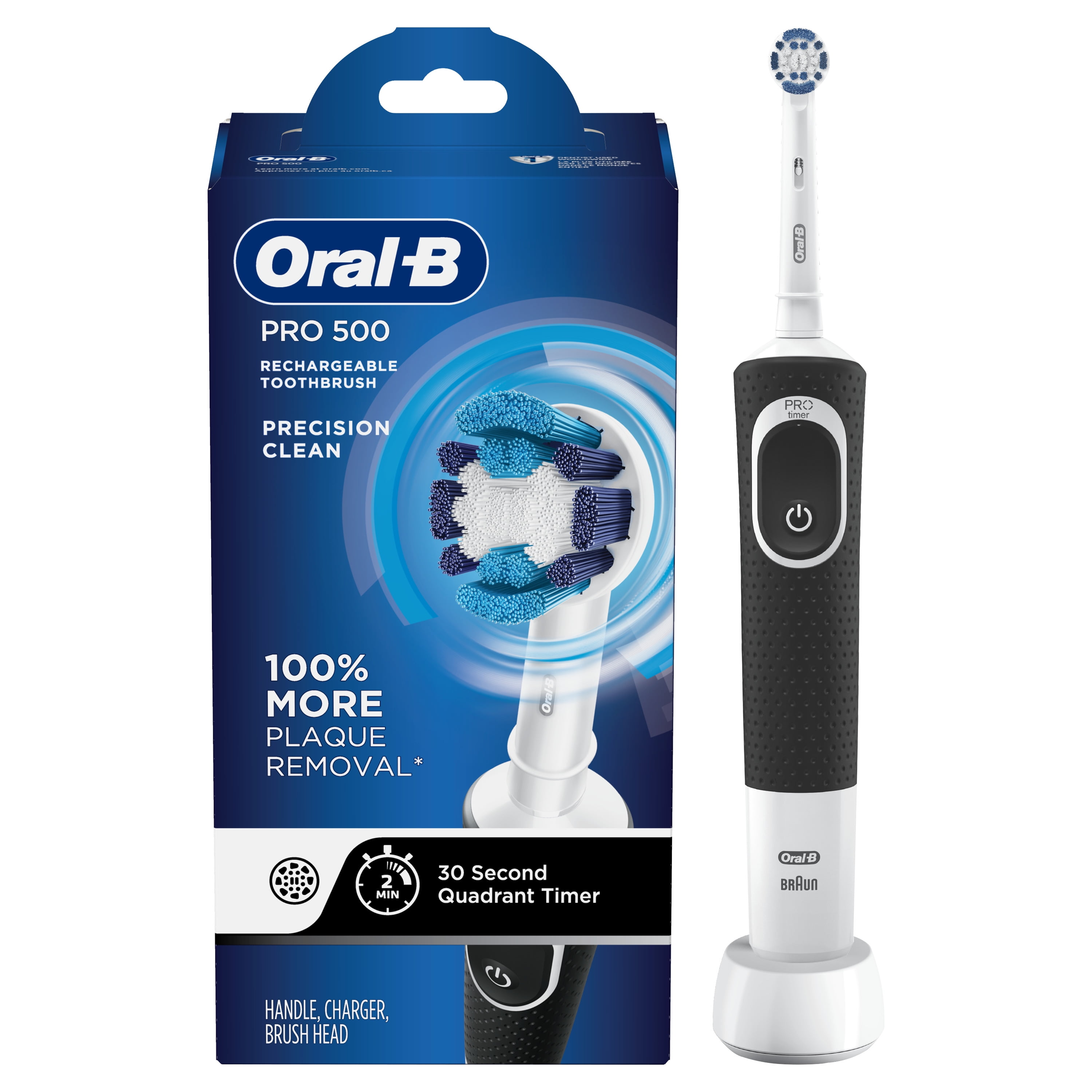 Oral B Pro 500 Precision Clean Rechargeable Electric Toothbrush Walmartcom Walmartcom