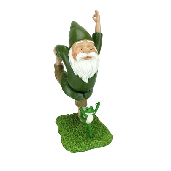 Zen Gnome and Zen Frog - Lord of the Dance Pose – Tranquility and Peacefulness for your Fairy Garden and Garden Gnomes by GlitZGlam. 11” Inches Tall Miniature Gnome Figurine