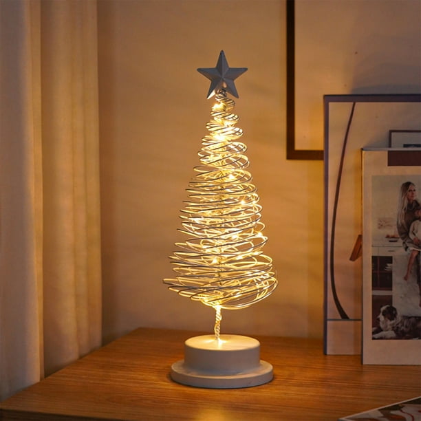 Battery Powered LED Christmas Tree Table Lamp with 30 Warm White Lights for Festive Home Decor
