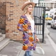 thumbnail image 7 of WTOBBY Women's Halloween Printed Cardigan Jacket Mid Length Open Front Long Sleeve Casual Cover Up with Pockets Novelty Fall Sweater Lightweight Cozy Outerwear,Purple 2XL, 7 of 7