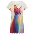 thumbnail image 3 of Rainbow Colored Cat Dress Fashion Beach Short Sleeve Dresses Female Party Printed Sundress, 3 of 7