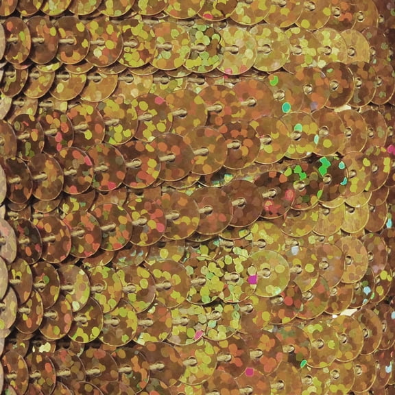 Gold Sequin Trim 6mm Center Stitched Hologram Glitter Multi Reflective Metallic Made in USA
