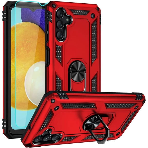 MYKOMI for Galaxy A13 5G Case, Samsung A13 5G Case, Galaxy A04s Case with HD Screen Protector, Military-Grade Ring Holder Stand Car Mount Shockproof Cover Phone Case for Galaxy A13 5G/ A04s