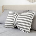 thumbnail image 3 of Striped Bow-Decorated Pillowcase 50x33cm Soft Velvet Bolster Pillow Suitable For Sofas Beds And Home Decor, 3 of 7