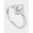 thumbnail image 2 of Brilliant Plated White Gold 1 Ct Moissanite Diamond Ring Marquise Halo Engagement Ring Women's Silver Twist Ring, 2 of 4