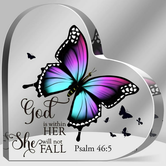 Acrylic Religious Heart Plaque 4X4 X 0.4 Inches Modern Red Bible Verse Inspirational Gift For Women Mom Friend Sister Desk Decor 4X4 In Birthday Gifts For Women Men Office Home Memorial Day