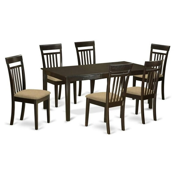 Atlin Designs 7-piece Dining Set with Linen Seat in Cappuccino
