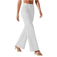 thumbnail image 5 of Pants for Women Elastic Waist Work Office Solid Color Straight Leg Casual Pants White XXL, 5 of 7
