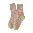 thumbnail image 3 of Chaussettes Bas Décontractés Mignons à Rayures Tricotés à Contraste de Couleurs pour Femmes Bas de compression Vert, 3 of 3