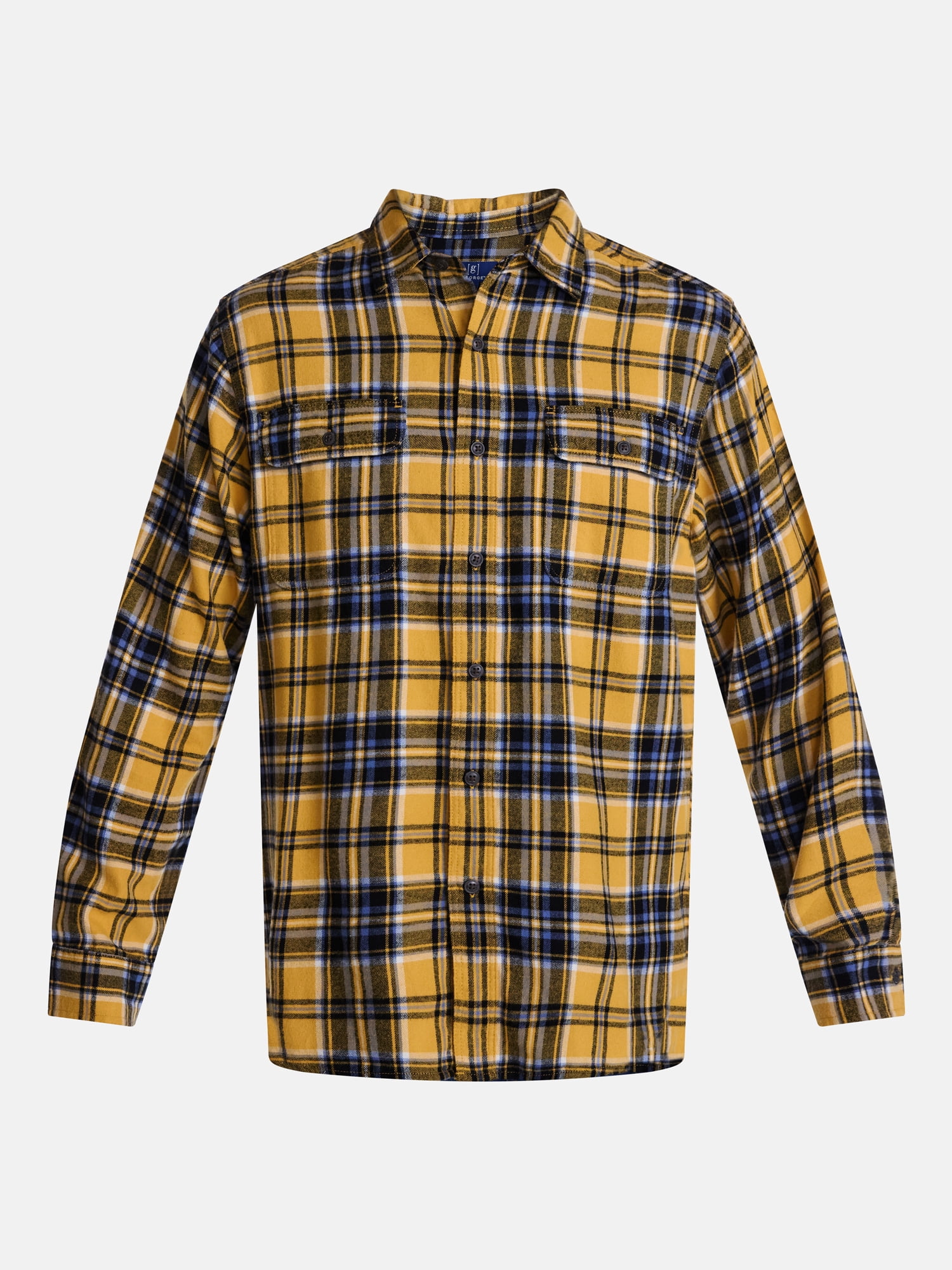 George Men's and Big Men's 100% Cotton Double Pocket Flannel Shirt, Sizes XS-3XLT