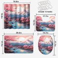 thumbnail image 2 of Japanese Cherry Blossom 4 Piece Shower Curtain Sets Asian Pink Flowers Mountain Landscape with Non-Slip Rugs Toilet Lid Cover and Bath Mat Bathroom Decor Set, 72x72 Inch, 2 of 4