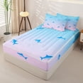 thumbnail image 2 of Castle Fairy Cute Cartoon Shark Bubble Zipper Full Size Comforter Sets with Fitted Sheet and 2 Pillowcases,Gradient Sky Marine Tile Zipper Bedding Set,Light Blue Pink,Reversible,4pcs, 2 of 6