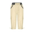 thumbnail image 5 of Aligament Summer Women Multi Pocket Trousers Outdoor Casual Sports Cropped Pants Overalls Loose Cargo Shorts Beige XL, 5 of 6