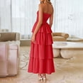 thumbnail image 2 of Aellinatey Women‘s Maxi Dress Casual Sleeveless Off Shoulder Smocked Tiered Beach Long Sundress, 2 of 20