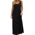 thumbnail image 5 of Women's Sleeveless Maxi Slip Dress, Modal Nightgown Dress for Women, Relaxed Fit Long Sleep Dress, Loungewear and Beach Cover Up-Black, 5 of 10