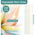 thumbnail image 2 of 150PCS Disposable Plastic Drinking Straws - Flexible Straws Disposable Long Colorful PP Plastic Striped Assorted Colors for Home Use Milk Juice Drinks, 2 of 4