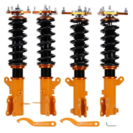 maXpeedingrods Coilovers for Hyundai Tiburon 2003-2008, Height Adjustable Shock Absorber Struts, 24 Levels Damper Adjustable Coilovers Suspension Kit, Lowering Kit Gold
