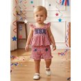 thumbnail image 3 of Cenuakty Little Girls Independence Day Outfits 6M 12M 18M 24M 2T 3T 4T Tops and Plaid Shorts Set, 3 of 9