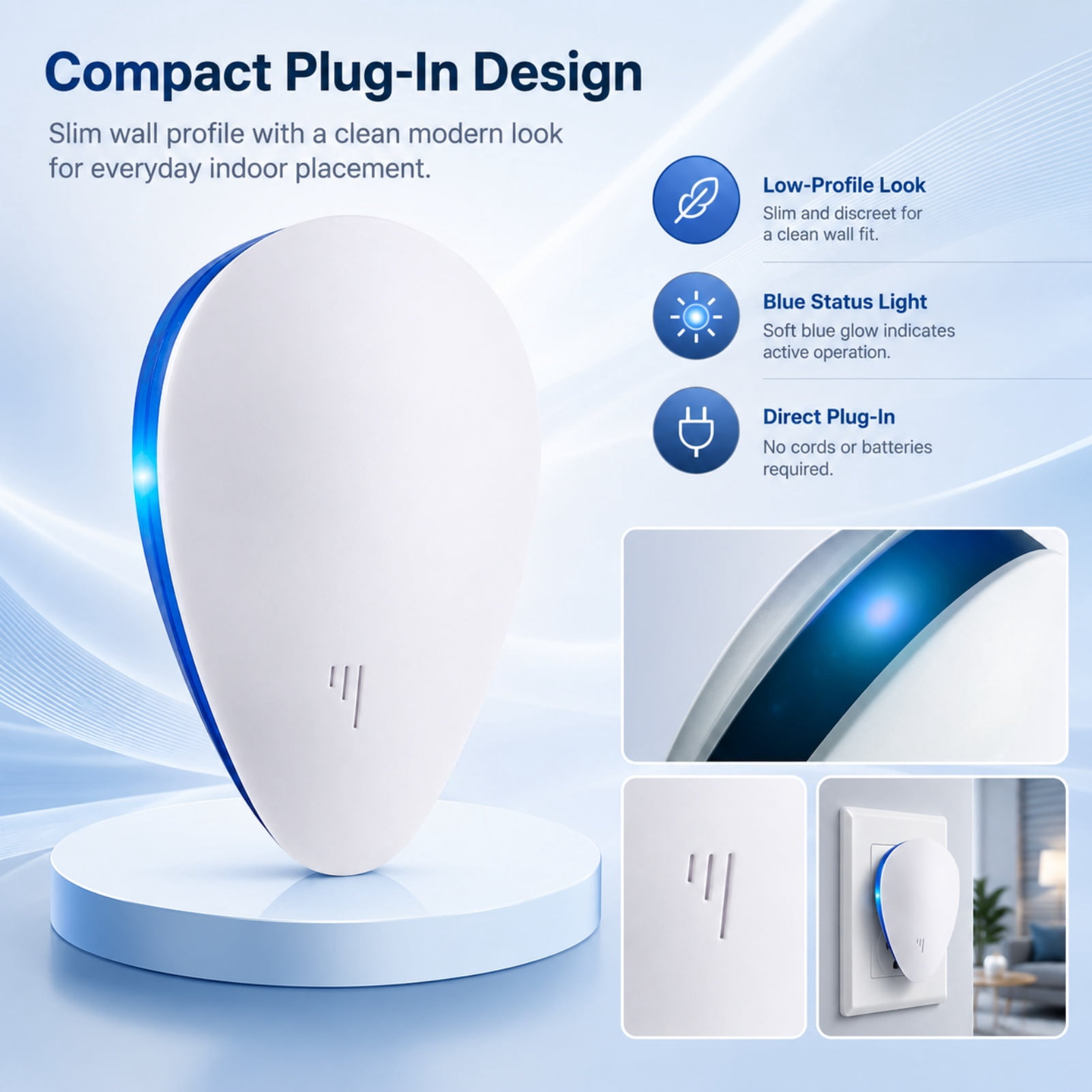 Petzly Pest Control Bed Bugs, Petzly Pest Control Plug In, Fluidic Multi-frequency Acoustic Rotation Technology with Single-Room Coverage, Pet-Frequency Isolation, Ideal for Indoor