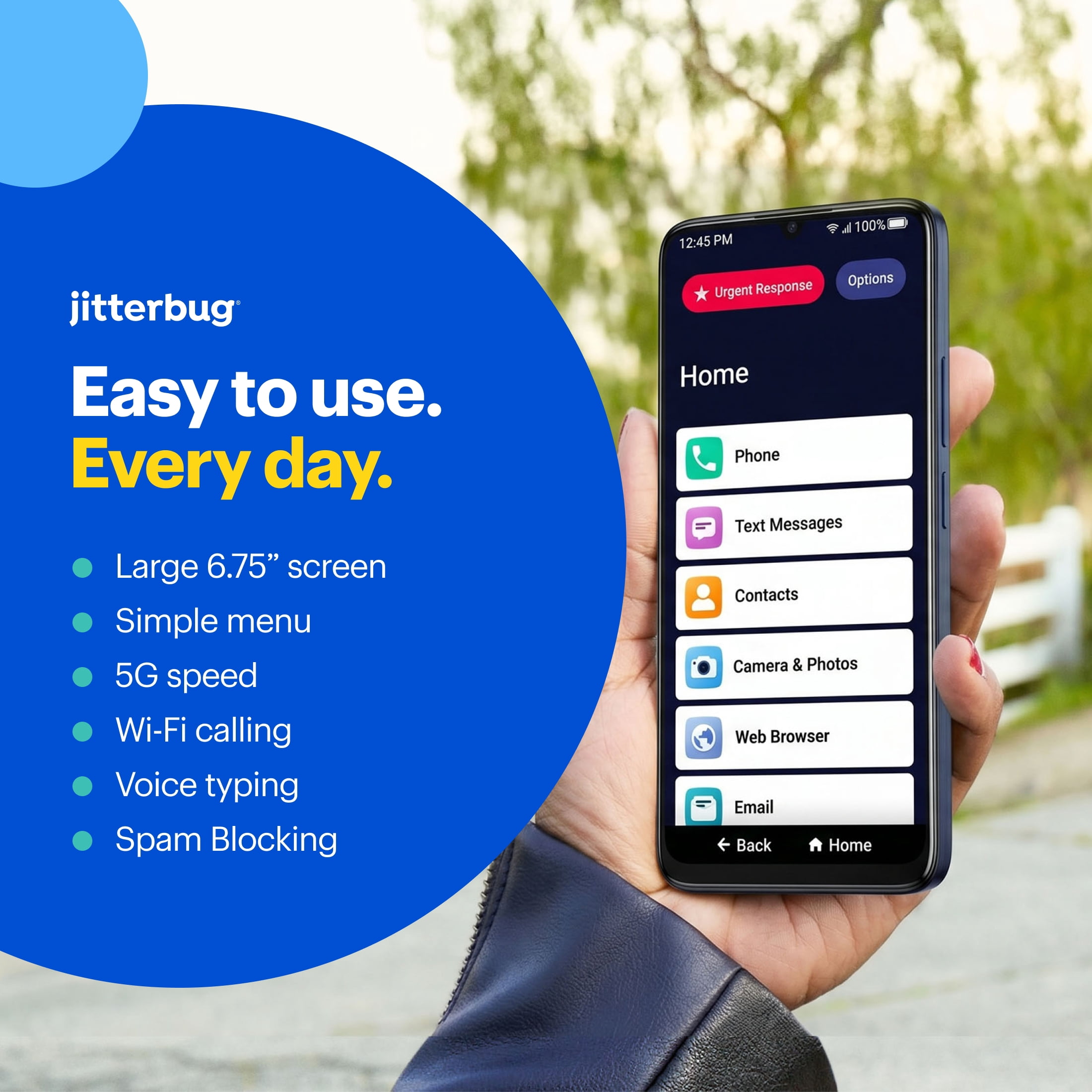 LIVELY Jitterbug Smart5 Smartphone for Seniors, No SIM Needed, Requires an Activated Lively Phone Plan, Not Compatible with Other Carriers