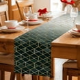 thumbnail image 5 of Sage Green Geometric Table Runner 72 Inches, Modern Abstract Gradient Marble Bed Runner Dresser Scarves Tabletop for Indoor Outdoor Parties/Ceremony/Banquet, 14" x 72", 5 of 8