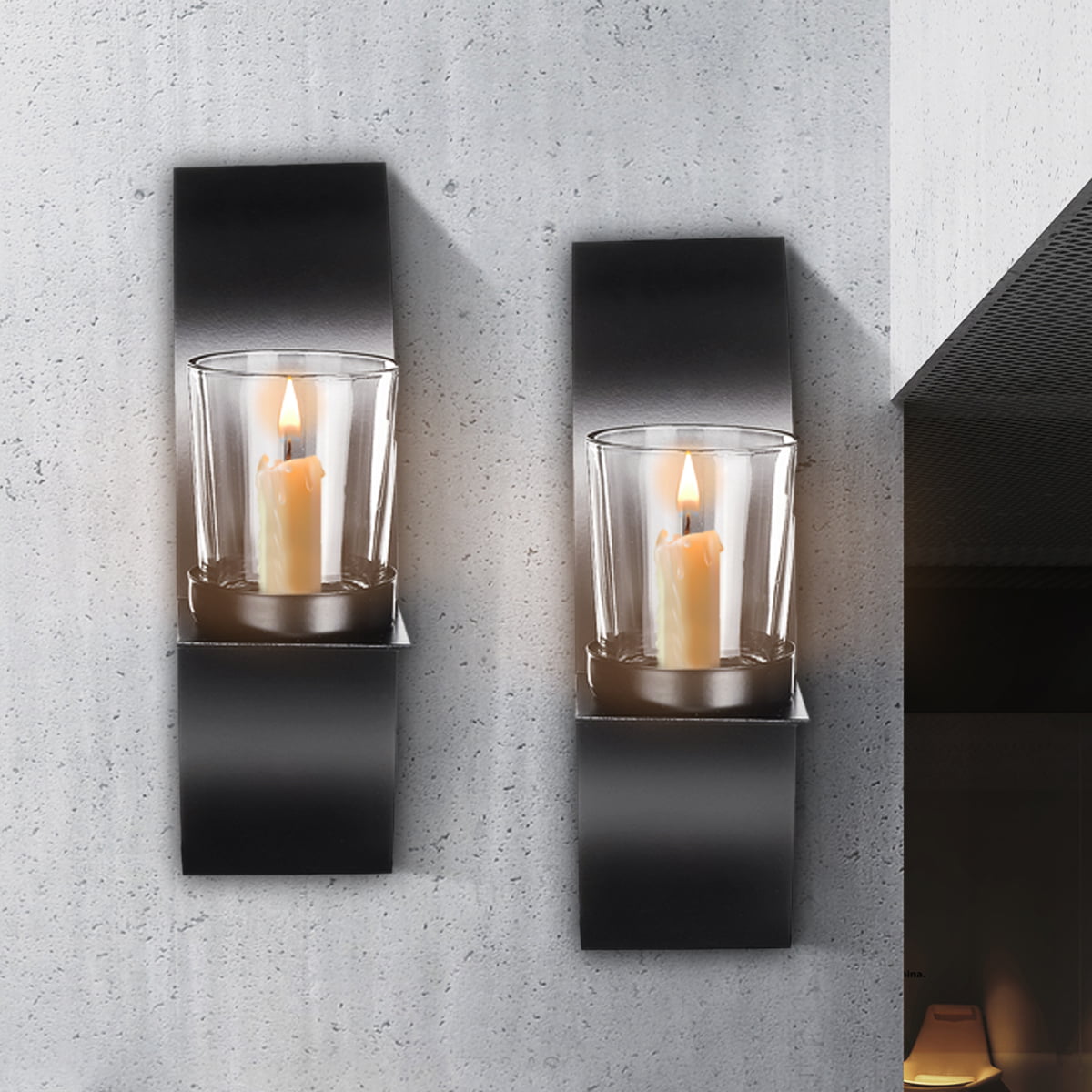 1 Black+1 Gold MKOIJN Metal Wall Candle Holder Decor Wall Mounted Candle Sconces Holders with Glass Candle Sconces Holder for Wall Home Wall Art 