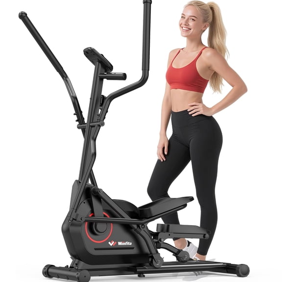 Elliptical Exercise Machine for Home, 2-in-1 Compact Training Machines with 14 Resistance Levels, 12LB Flywheel, Low Impact Magnetic Cross Trainer, Quiet Portable Elliptical for Seniors Small Spaces