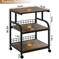 thumbnail image 2 of Large Printer Stand with Storage Shelf, Mobile Printer Cart with Wheels, 3 Tier Table for Home Office, Stands for Heat Press Scanner Fax, Brown, 2 of 8