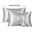 thumbnail image 3 of Housse de Coussin à Moins de 10 Ans 2 Pcs Taille Standard Satin avec Fermeture Enveloppe Gris, 3 of 7