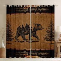 jejeloiu Kawaii Wild Bear Blackout Curtains Set of 2 (52x84 Each),Rustic Farmhouse Hunting Window Curtains,Nature Landscape Pine Tree Curtains and Drapes For Boys Kids,Breathable Home Decor