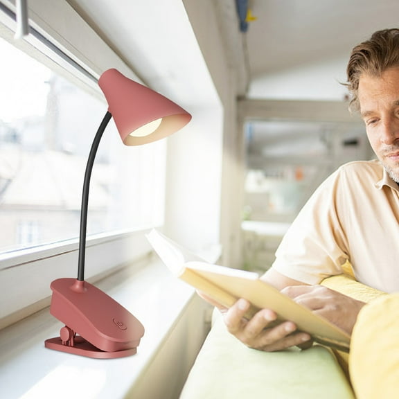 Uscallm under $5 Clip Desk Lamp, Clip On Desk Lamp LED, USB Rechargeable Bedside Reading Light, Adjustable Gooseneck Table Lamp, Portable Clip Light for Bed Headboard, Eye Protection Study Lamp