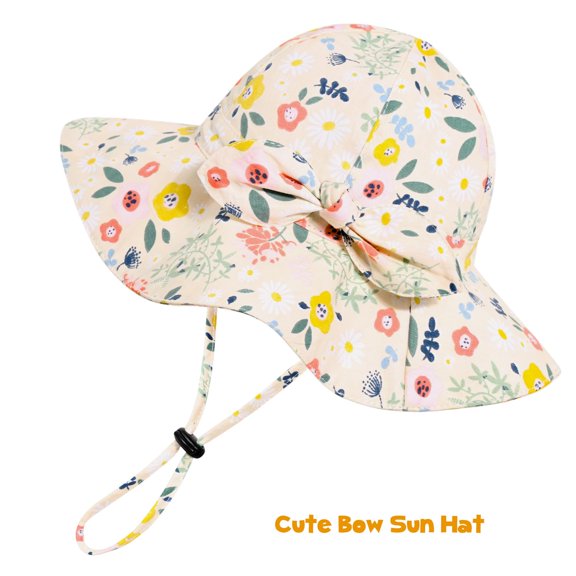 Minzimin Kids Girl Sun Hat with UPF 50 Outdoor Adjustable Beach Hat with Wide Brim Bucket Hats